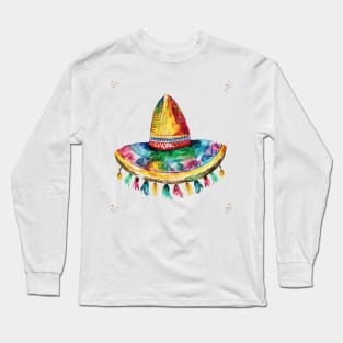 Cinco de mayo mexican hat in colorful watercolor style Long Sleeve T-Shirt